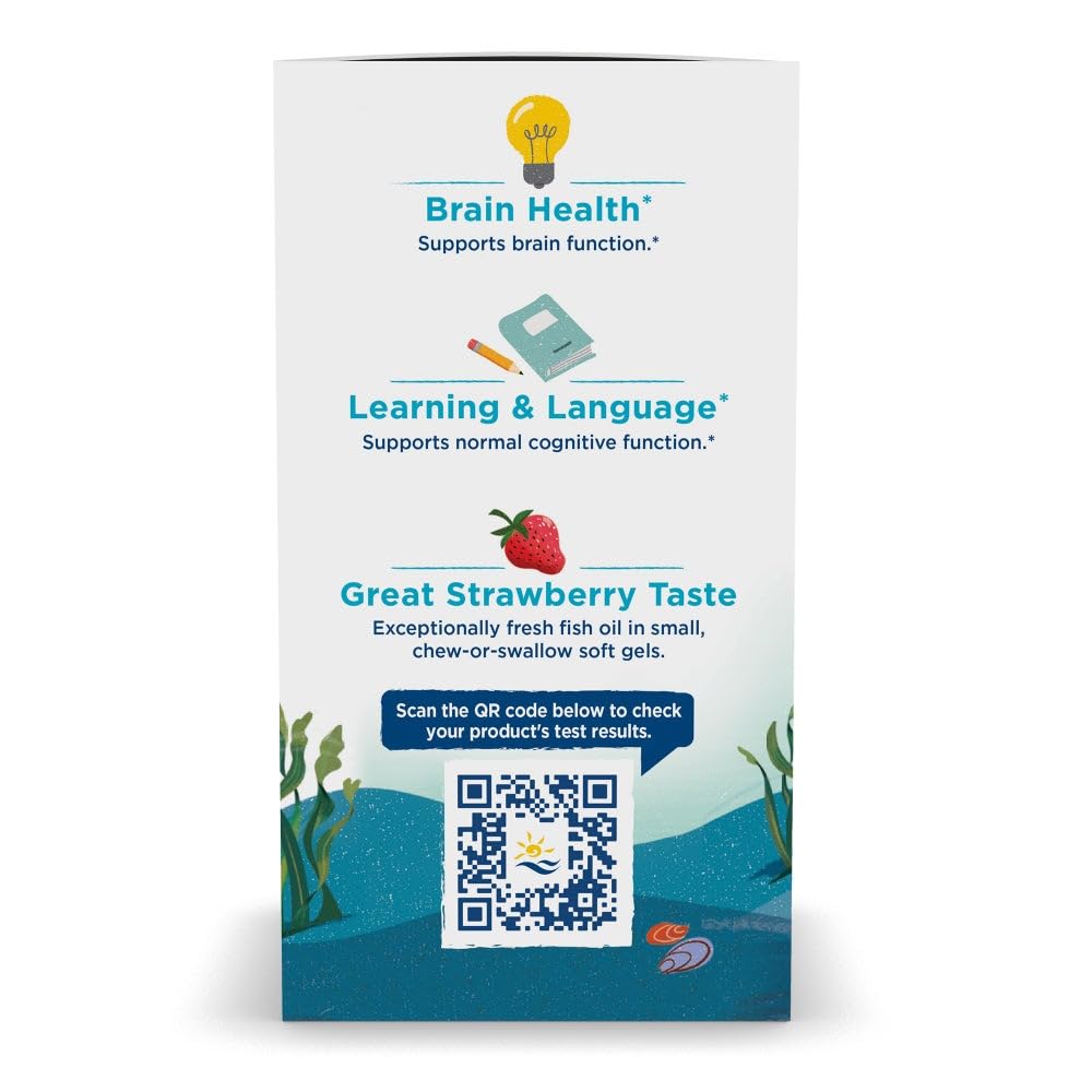 Pre-Order | Arrives in 5–10 Days – Nordic Naturals Ultimate Omega Jr., Strawberry - 90 Mini Soft Gels - 680 Total Omega-3s with EPA & DHA - Brain Health, Mood, Learning - Non-GMO - 45 Servings