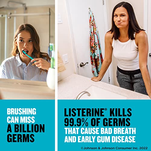 Listerine Mouthwash, Antiseptic, Antibacterial, Bad Breath Treatment, Plaque & Gingivitis Protection, Gum Disease Treatment, Mouth Wash for Adults; Cool Mint Flavor, 1 L (Pack of 2)