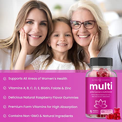 Multivitamins for Women | Womens Multivitamins Gummies | Bones, Brain, Heart, Immune & Energy Supplement | Womens Vitamins A, B, C, D, E, Biotin & Folic Acid | 120 Gummies (2 Pack)