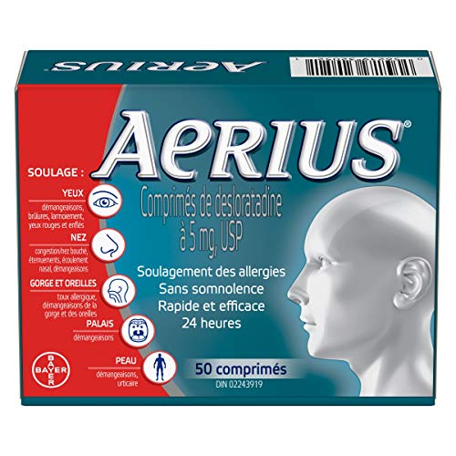 Pre-Order | Arrives in 5–10 Days – Aerius Allergy Medicine, Fast Relief, 24-Hour, Non-Drowsy, 15 Symptoms, 50 Tablets
