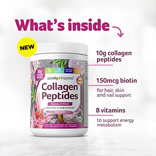Pre-Order | Arrives in 5–10 Days – Collagen Powder, Purely Inspired Collagen Peptides Powder, Beauty, Supports Skin, Hair and Nail, Joint Pain Support, Mixed Berry, 20 Servings