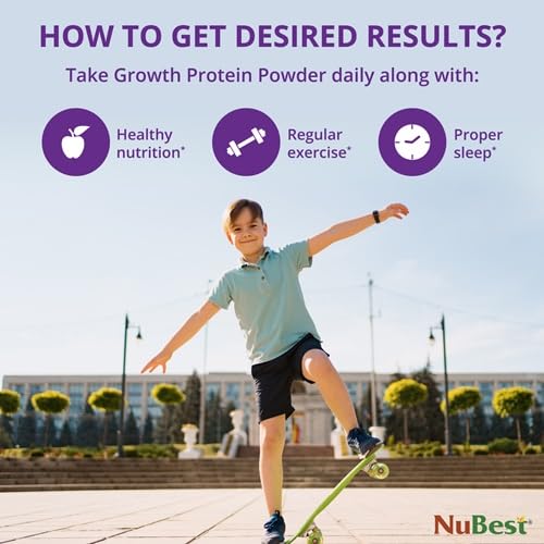 NuBest Tall Protein Powder for Kids & Teens - Whey Protein Powder - Chocolate Protein Powder Shake - Protein Drink with Probiotics, Omega 3-6-9, Vitamin D3 + K2, Calcium, Vitamin - 15 Servings