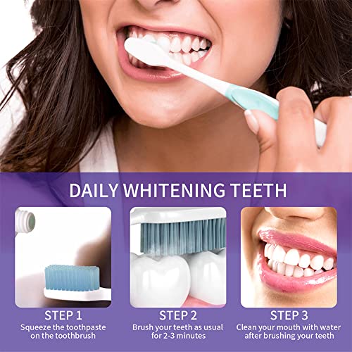 Purple Toothpaste, Teeth Whitening Sensitive Teeth Toothpaste, Purple Teeth Whitening, Tooth Stain Removal, Deeply Cleaning Gums, Stain Removal, Brightness &Reduce Yellowin, 30ml