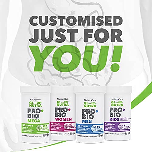 Natures Plus GI Natural Probiotic Kids, Mixed Berry - 30 Chewables - Digestive & Immune Health Just for Kids - Gluten Free - 30 Servings