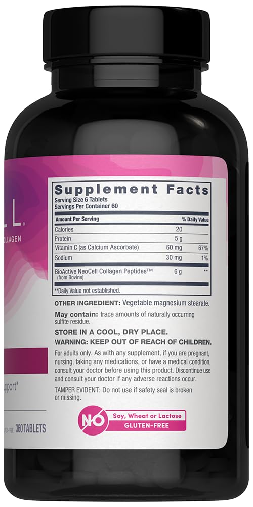 NeoCell Super Collagen Plus Vitamin C, Skin, Hair and Nails Supplement, Includes Antioxidants, Tablet, 360 Count, 1 Bottle
