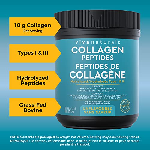Collagen Powder - Grass-Fed, Gluten Free, Certified Non-GMO and Paleo Friendly Collagen Peptides Powder, Supports Skin and Joint Health, Type I and III Hydrolyzed Collagen, 16 oz (454 g)