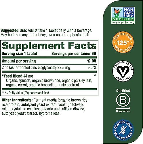 MegaFood Natural Zinc Supplements 60 Capsules | Multivitamins Mineral Supplements for Women Men and Kids | Helps Maintain Immune Health & Healthy Skin | Anti Inflammatory and Antioxidant Supplements with Beet Root, Parsley Leaf, Rice, Spinach & Stearic Ac