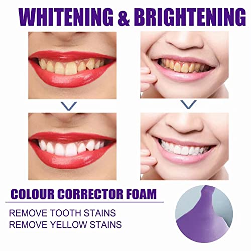 Purple Toothpaste, Foam Toothpaste for Teeth Whitening, Whitening Toothpaste for Teeth Cleaning, Deeply Cleaning Gums,Stain Removal, Brightness and Reduce Yellowing