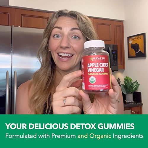 Organic Apple Cider Vinegar Gummies with The Mother | Metabolism Control & Detox to Boost Digestion | 60 Vegan & Non-GMO ACV Gummies | Tasty Natural Apple Flavor