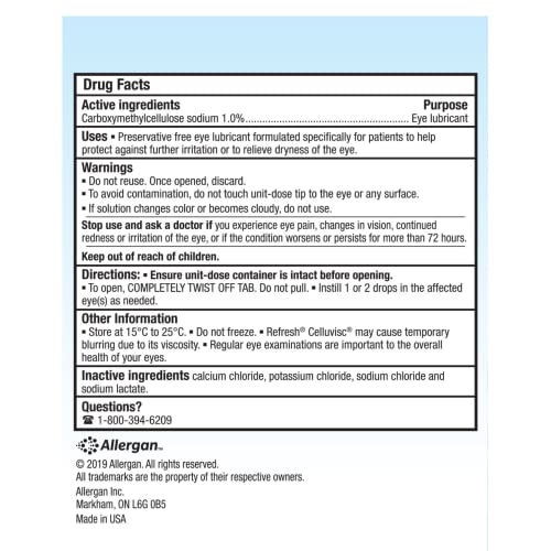 REFRESH CELLUVISC Ophthalmic Solution, Preservative-Free Gel-Like Formula, Dry Eye Relief Drops, 30 Single Use Container x 0.4 mL