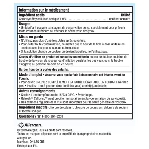 REFRESH CELLUVISC Ophthalmic Solution, Preservative-Free Gel-Like Formula, Dry Eye Relief Drops, 30 Single Use Container x 0.4 mL