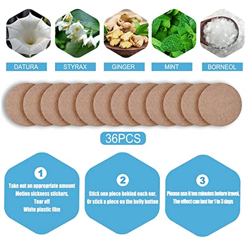 Motion Sickness Patch, 36 PCS Anti Nausea Patches, Sea Sickness Patch, Relieve Vomiting, Nausea, Fast Acting and No Side Effects