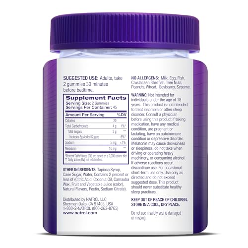 Natrol Melatonin Gummies, Sleep Support, 90 Strawberry-Flavored Adult Melatonin Gummies, 10 mg Sleep Aids for Adults