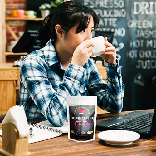 Healthy Diversions Tight Tummy Detox Tea, Extra Strength Results Within a Week Reduce Bloating Herbal Tea Bags, Wellness & Energy Support 14 Tea Bags, 2.4oz