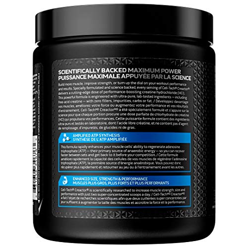 Muscletech Creatine Powder, Cell-Tech Creactor Creatine HCl, Post Workout Muscle Builder for Men and Women, Creatine HCl plus Free-Acid Creatine, Creatine Supplements, Icy Rocket Freeze (120 Servings), 256 g (Pack of 1)