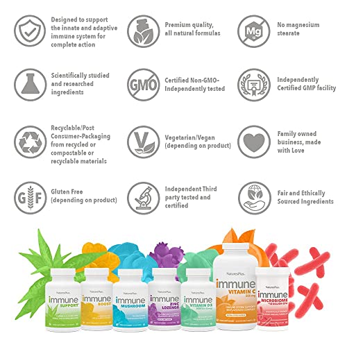Natures Plus Immune Probiotic - 30 Capsules - 10 Billion CFU - Respiratory & Gut Health, Immune Support - with Prebiotic Fiber - Non-GMO, Vegan, Gluten Free - 30 Servings