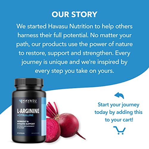 L-Arginine & L-Citrulline Supplement | Stamina, Endurance, Workout & Performance Support for Men | 500mg | L Arginine Nitric Oxide Pills Plus L Citrulline | 60 Capsules Vegan, Third-Party Tested