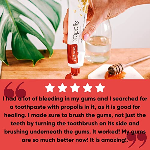 Red Seal Propolis Toothpaste – Toothpaste Made with 100% New Zealand Bee Propolis Extract, Anise, Peppermint, Eucalyptus Essential Oils - No Fluoride, No Preservatives, No Artificial Flavors or Colors