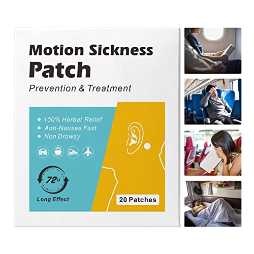 Motion Sickness Patches, 40 Counts Anti Nausea Sea Sickness Patch, Relieve Nausea, Dizziness Resulted from Travel of Cars, Ships, Airplanes (40)