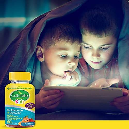 Pre-Order | Arrives in 5–10 Days – Culturelle Kids Probiotics, Multivitamin + Probiotic, Peach-Orange & Mixed Berry, 60 Gummies