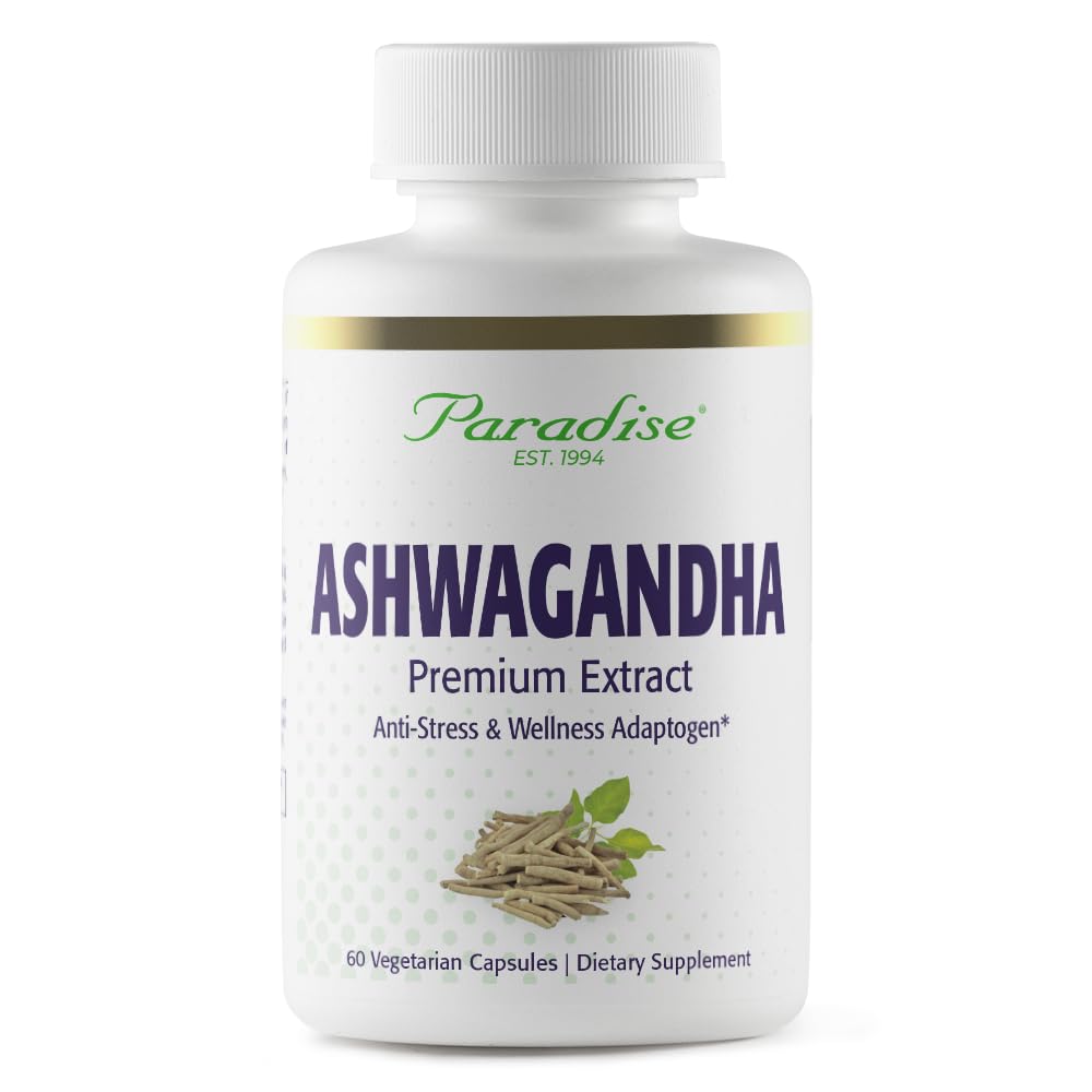 Paradise Herbs Organic Ashwagandha, Ayurvedic Adaptogen, Vegan, Non GMO, Gluten Free, 60 Vegetarian Capsules