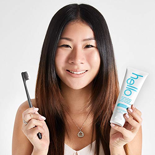 Hello Goodbye Plaque Hello Whitening Fluoride Free Toothpaste, Natural Peppermint with Tea Tree and Coconut Oil, Vegan, SLS Free, Gluten Free and Peroxide Free, 98 mL