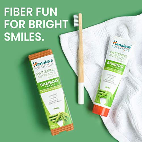Himalaya Whitening Antiplaque Toothpaste with Bamboo + Sea, Fluoride Free Salt for Gentle Whitening, 4 oz