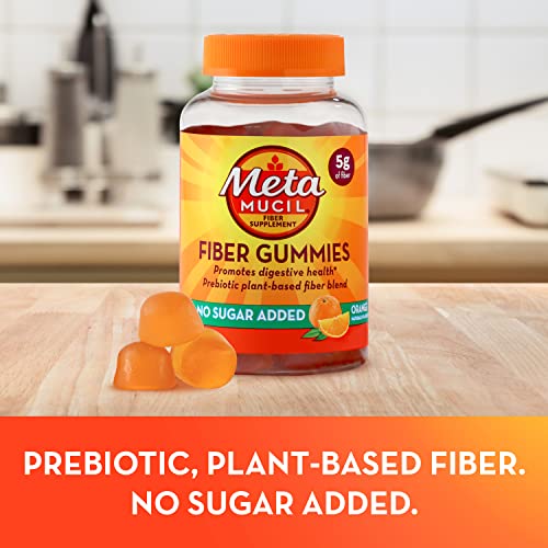 Metamucil Fiber Supplement Gummies, Sugar Free Orange Flavor, 5g Prebiotic Plant Based Fiber Blend, 120 Count