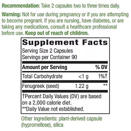 Natrue Mad Fenugreek Seed Compatible with Nature's Way, Capsules180 Ct