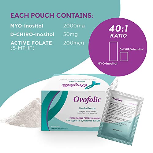 Ovofolic PCOS Supplement for Women - Boost Fertility, Hormonal Balance, and PCOS Support - Myo-Inositol, D-Chiro Inositol, Active Folate - High Potency PCOS Supplements (60 Servings, Sachets)