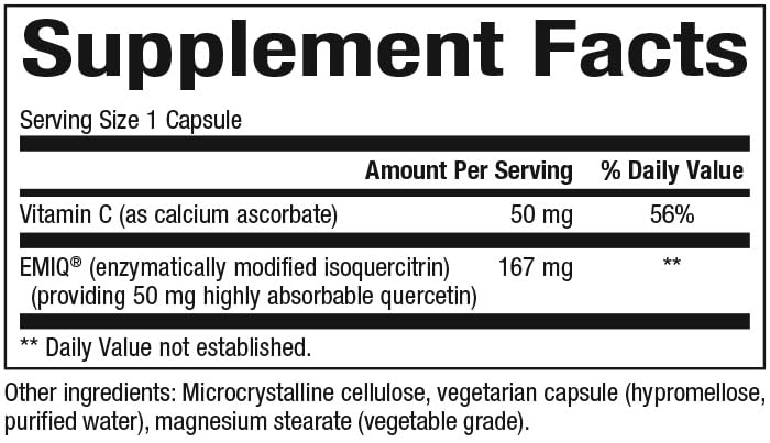 Natural Factors Bioactive Quercetin EMIQ 50 mg with Vitamin C, Supports Sinus, Heart and Immune Health, 60 Capsules