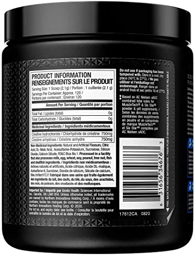 Muscletech Creatine Powder, Cell-Tech Creactor Creatine HCl, Post Workout Muscle Builder for Men and Women, Creatine HCl plus Free-Acid Creatine, Creatine Supplements, Icy Rocket Freeze (120 Servings), 256 g (Pack of 1)