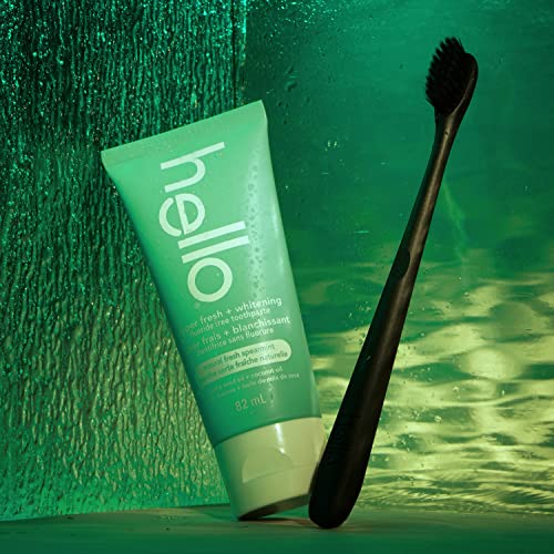 Hello Vegan Fluoride Toothpaste, Moisturizing Hemp Seed Oil + Coconut Oil, Super Fresh Family Farmed Spearmint, Naturally Whitening Toothpaste, Helps Remove Plaque, 82ml