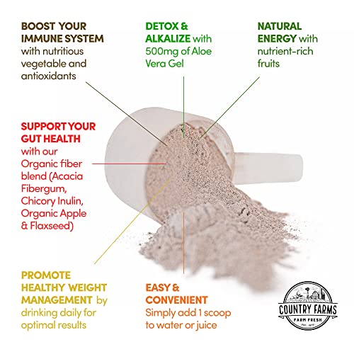 Pre-Order | Arrives in 5–10 Days – Country Farms Super Cleanse, Super Juice Cleanse, Supports Healthy Digestive System, 34 Fruits and Vegetables with Aloe, Promotes Natural Detoxification, Drink Powder, 14 Servings, 9.88 Ounce