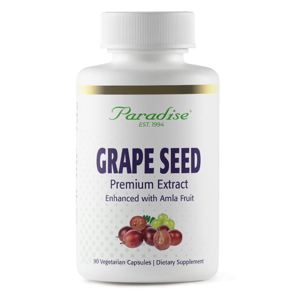 Paradise Herbs Grape Seed Extract, Active Whole Spectrum, Antioxidant, Vegan, Non GMO, Gluten Free, 90 Vegetarian Capsules