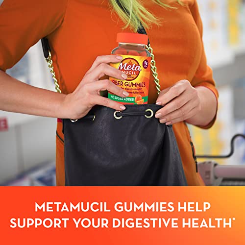Metamucil Fiber Supplement Gummies, Sugar Free Orange Flavor, 5g Prebiotic Plant Based Fiber Blend, 120 Count