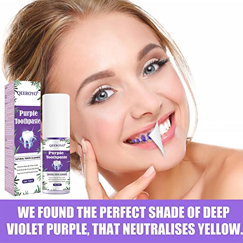 Purple Toothpaste, Teeth Whitening Sensitive Teeth Toothpaste, Purple Teeth Whitening, Tooth Stain Removal, Deeply Cleaning Gums, Stain Removal, Brightness &Reduce Yellowin, 30ml
