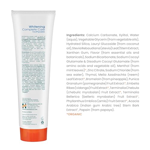 Himalaya Botanique Complete Care Whitening Toothpaste, Simply Peppermint, Fluoride Free for a Clean Mouth, Whiter Teeth and Fresh Breath, 5.29 oz, 4 Pack