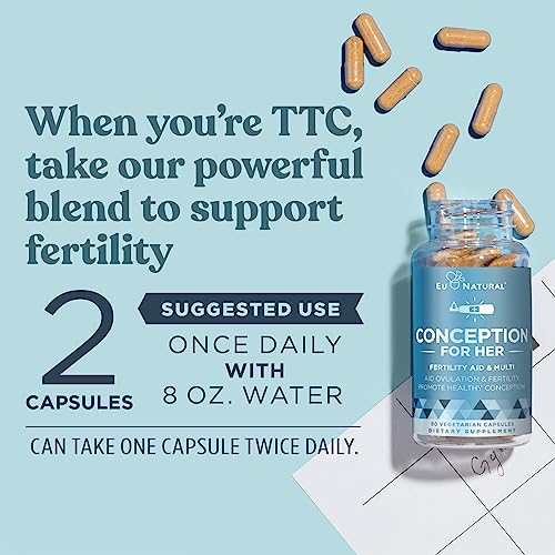 Pre-Order | Arrives in 5–10 Days – Conception Fertility Supplements for Women – Prenatal Vitamins – Promote Hormone Balance, Cycle Consistency, Aid Ovulation – Myo-Inositol, Folate, Folic Acid, Vitex, More – 60 Vegetarian Soft Capsules