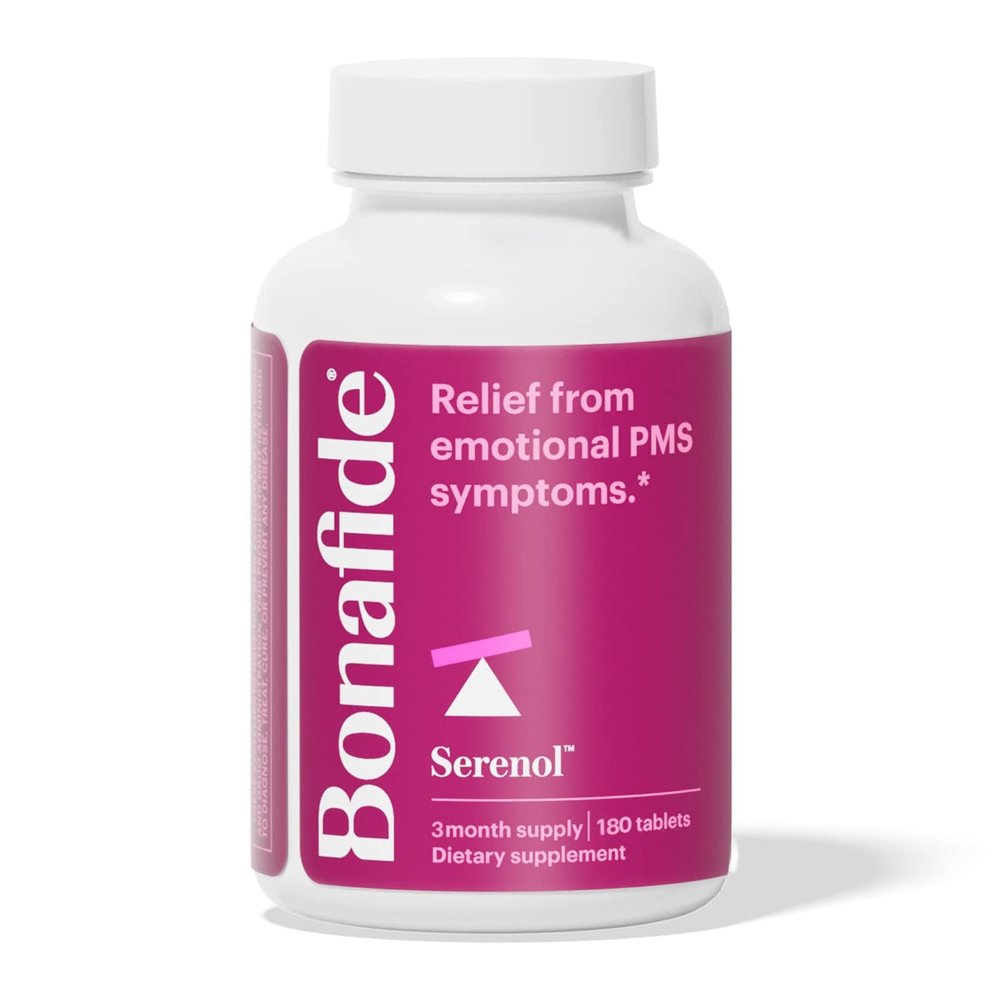 Bonafide Serenol Relief from Hormonal Mood Swings, Irritability, & PMS Bloating. — 3-Month Supply (180 Tablets)