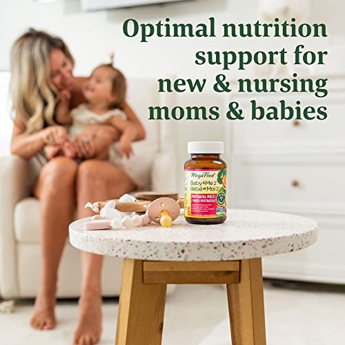 Pre-Order | Arrives in 5–10 Days – MegaFood Postnatal Vitamins for Breastfeeding Moms | Postpartum Lactation Supplement Multivitamins for Women | Vitamin C Vitamin A Choline Moringa Leaf & Iron | 60 Capsules