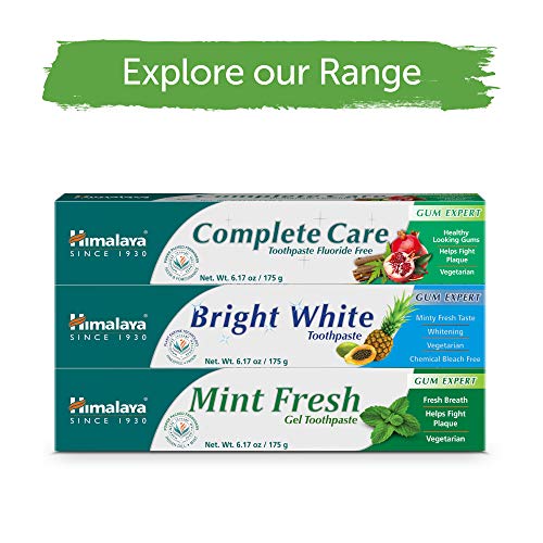 Himalaya Mint Fresh Gel Toothpaste, Fluoride Free to Reduce Plaque & Brighten Teeth, Vegetarian, 175 g (6.17 oz), 2 Pack