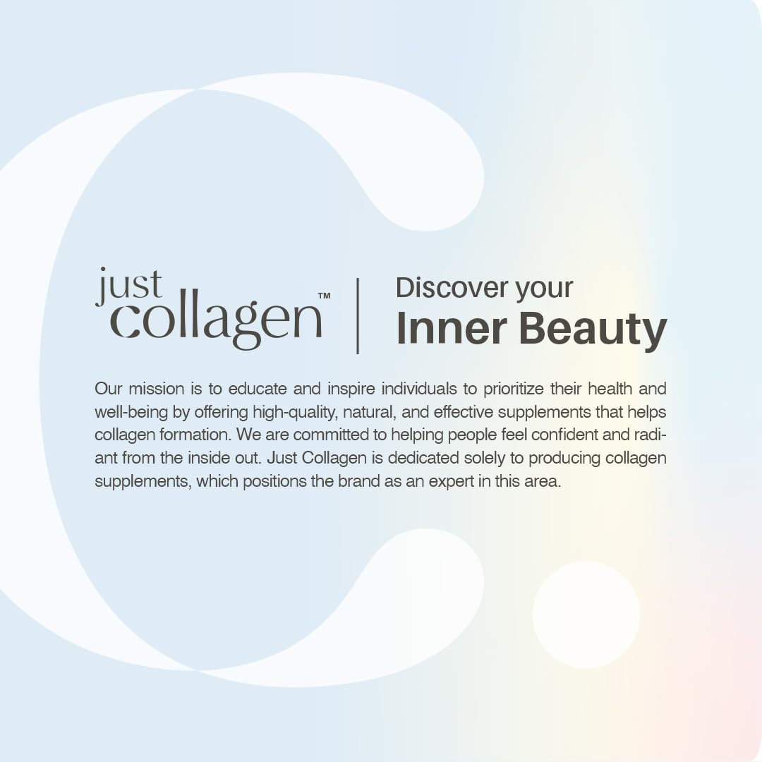 Just Collagen Hyaluronic Acid Supplement with Vitamin C - Biotin - 60 Vegan Capsules for Collagen Formation, Immune System, Skin & Joint Health - Non-GMO