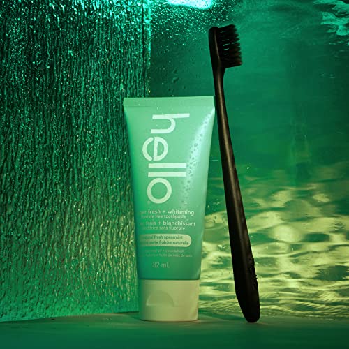 Hello Vegan Fluoride Toothpaste, Moisturizing Hemp Seed Oil + Coconut Oil, Super Fresh Family Farmed Spearmint, Naturally Whitening Toothpaste, Helps Remove Plaque, 82ml