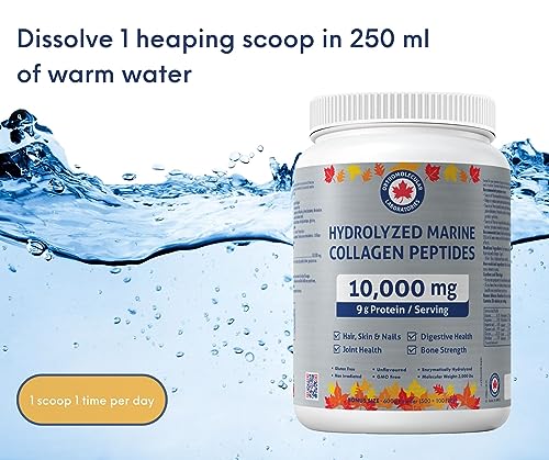 Orthomolecular Laboratories - Hydrolyzed Marine Collagen Peptides Powder 10000mg, 600g - Vitamins for Bone Strength, Digestive Health, Joint Health, Hair Skin & Nail Vitamins - Collagen Protein Powder