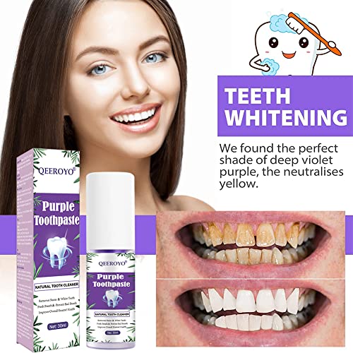 Purple Toothpaste, Teeth Whitening Sensitive Teeth Toothpaste, Purple Teeth Whitening, Tooth Stain Removal, Deeply Cleaning Gums, Stain Removal, Brightness &Reduce Yellowin, 30ml