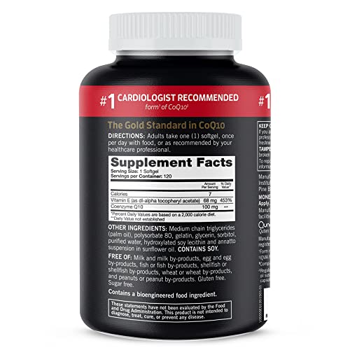 Qunol CoQ10 100mg Softgels, Ultra CoQ10 100mg, 3x Better Absorption, Antioxidant for Heart Health & Energy Production, Coenzyme Q10 Vitamins and Supplements, 4 Month Supply, 120 Count