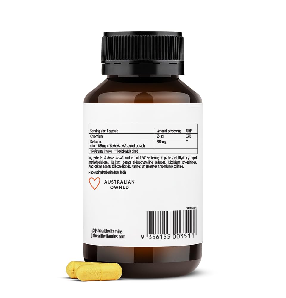 JSHealth Vitamins Berberine+ Formula — Berberine Supplement for Metabolic Health — Vegan, Gluten-Free & Non-GMO. (60 Tablets)