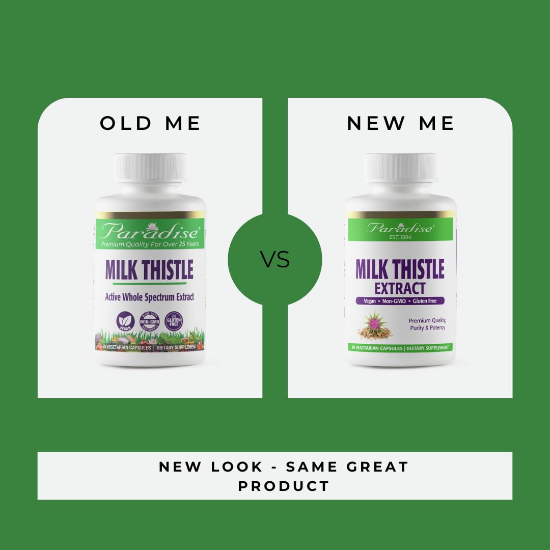 Paradise Herbs Milk Thistle, Active Whole Spectrum Extract, Super Potent, Ultra Pure, Vegan, Non GMO, Gluten Free, 120 Vegetarian Capsules