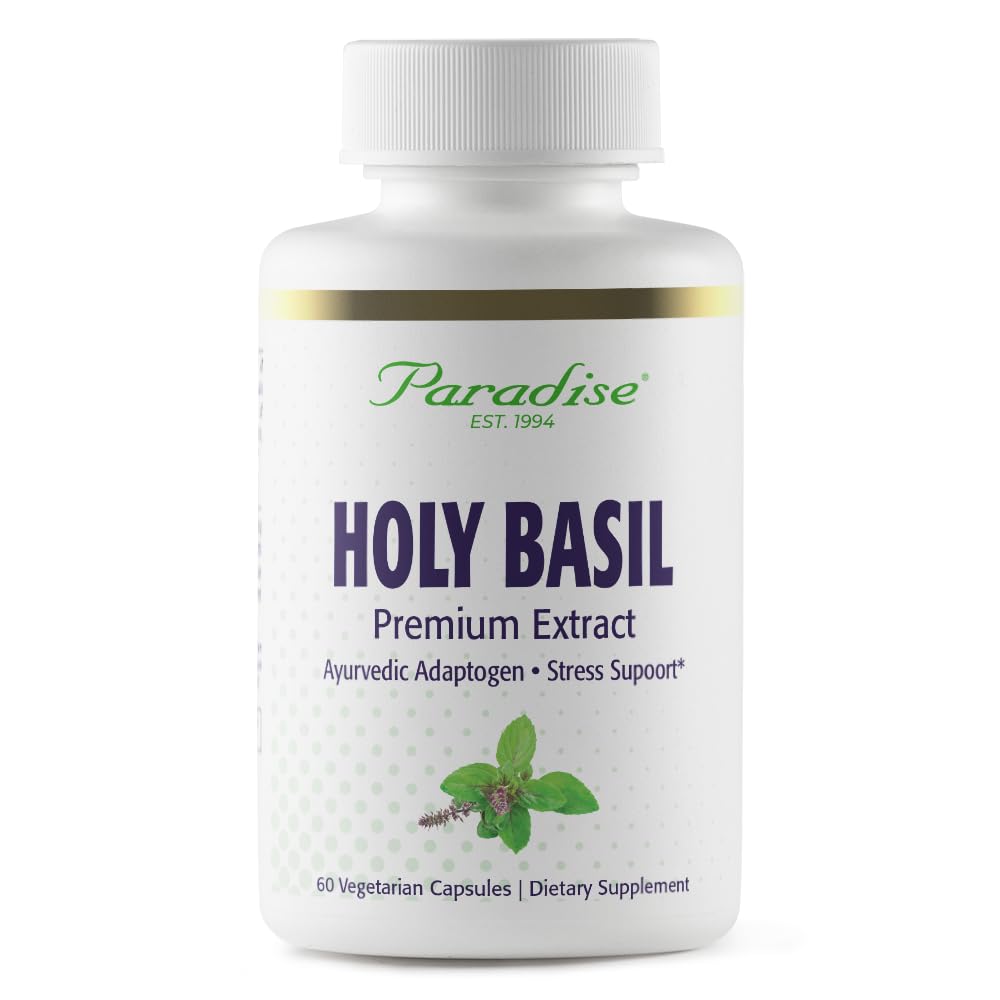 Paradise Herbs Organic Holy Basil Supplement, Active Whole Spectrum Extract, Super Potent, Ultra Pure, Vegan, Non-GMO, Gluten Free, 60 Vegetarian Capsules